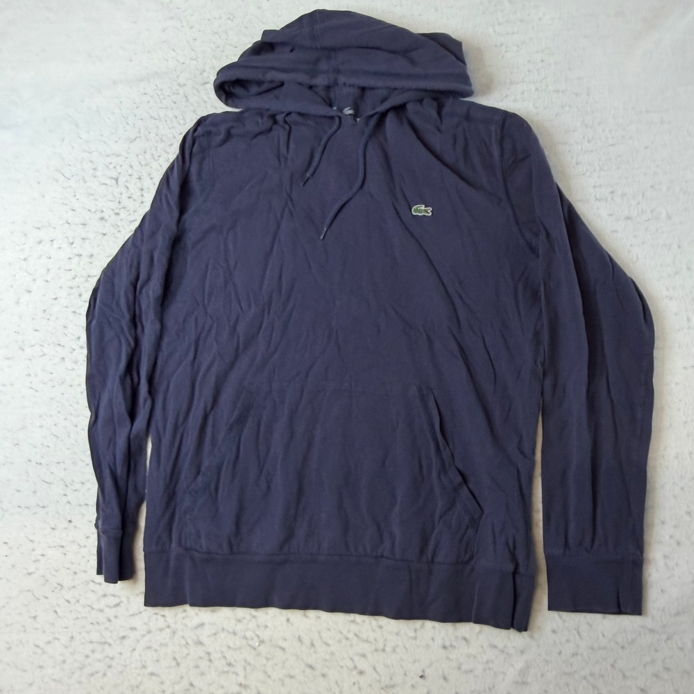 Lacoste Hoodie Mens XL Blue Cotton Long Sleeve Pullover